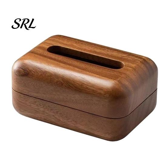 Bedroom Tissue Container Solid Wood Box, Rectangular Wooden Dispenser, Flip Top Sturdy Cover Lid Napkin Case for Living Room And Hotel Natural
