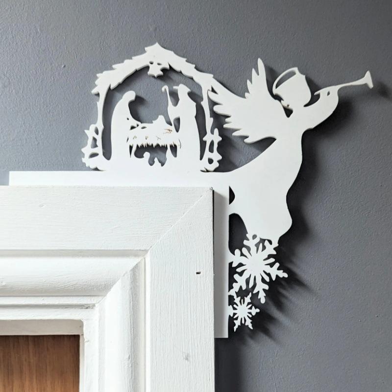 2025 New Metal Christmas Door Topper, Christmas Door Frame Decor, Door Crown Decor Christmas, Christmas Door Corner ( B)