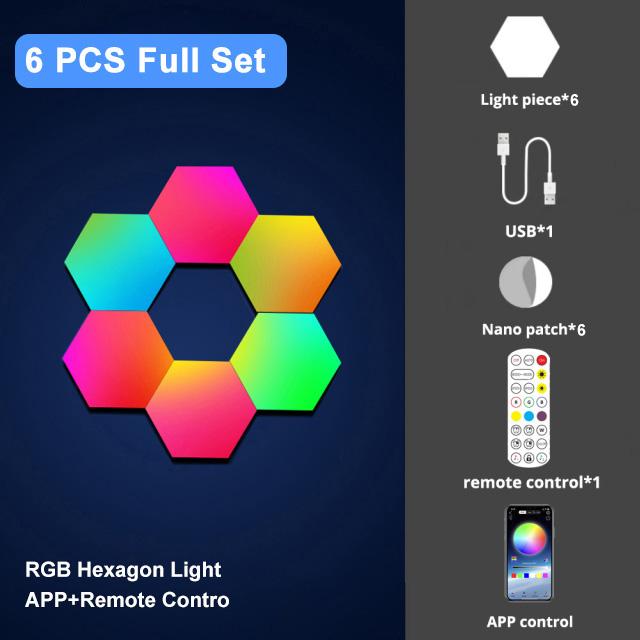 RGB Bluetooth Светодиодный Шестиугольник Внутренний Настенный Светильник Управление через Приложение Пульт Дистанционного Управления Ночники Комната для Компьютерных Игр Спальня Прикроватные Украшения
