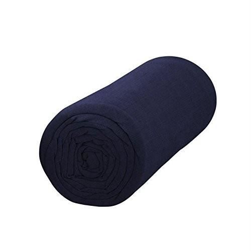 Drap housse - Naturelle - 90x190 cm - 100% coton - Bonnet 25 cm - Bleu marine