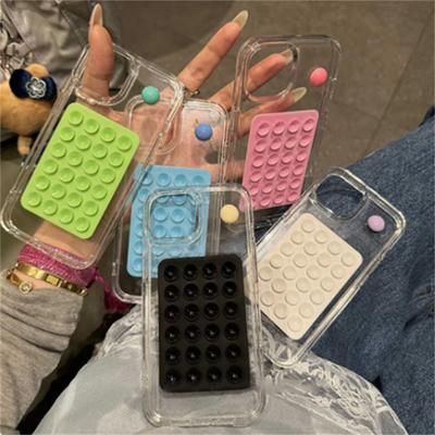 Цветной забавный прозрачный чехол с присоской для iPhone 16 15 14 13 12 Pro Max 11 стильный эстетичный противоударный мягкий чехол