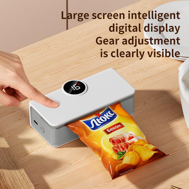 Handheld Mini Magnetic Bag Sealer Portable 6 Adjustable Modes Hidden Cutter for Home Travel Food Snack Bag Sealing Use