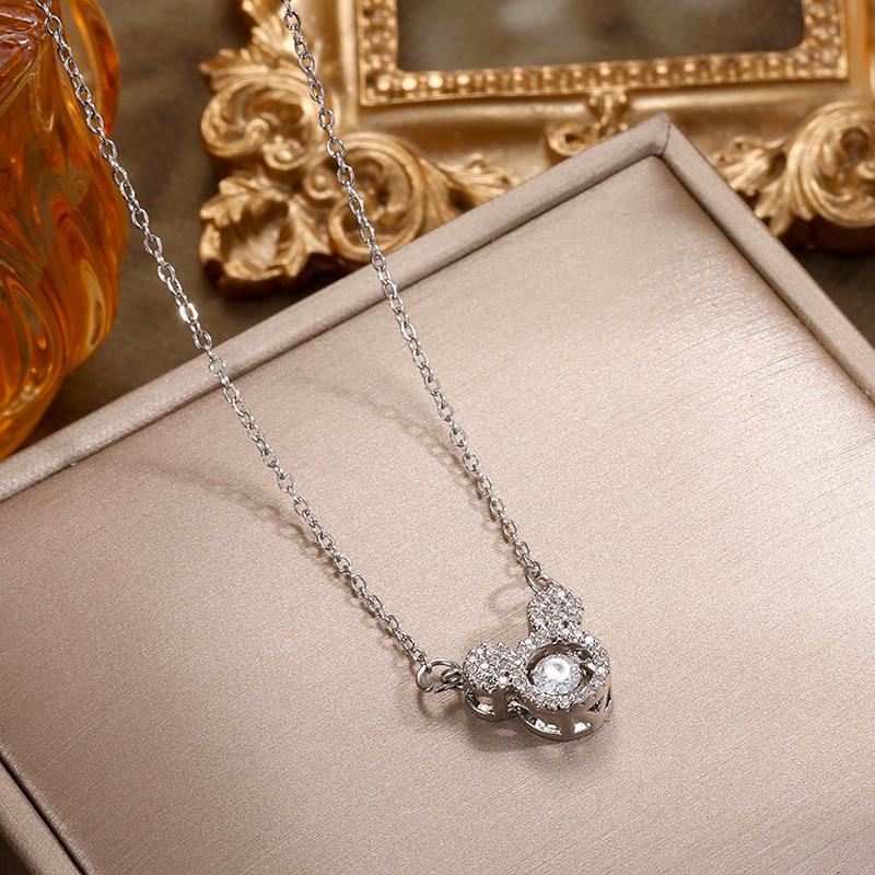 Agile Mickey Titanium Steel Clavicle Necklace – Trendy Korean Style Pendant for Women