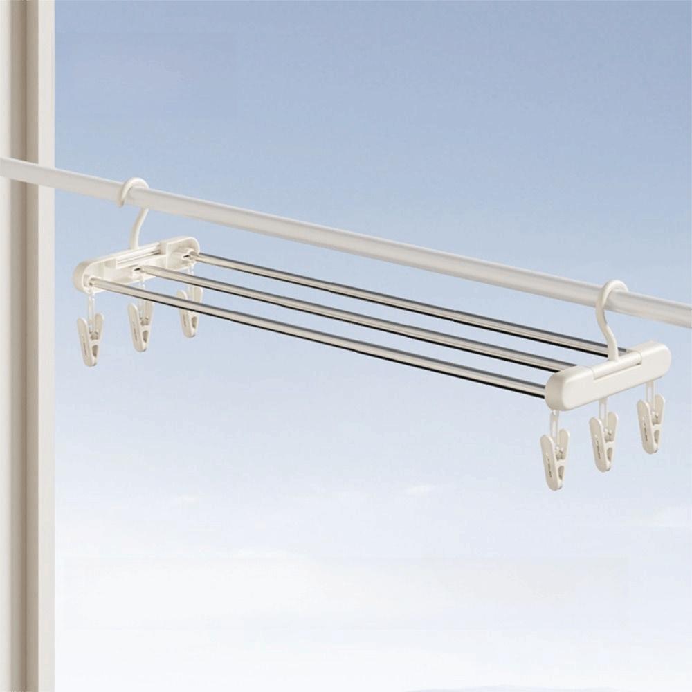 Stainless Steel Blanket Drying Rack Expandable Retractable Laundry Drying Rod Balcony
