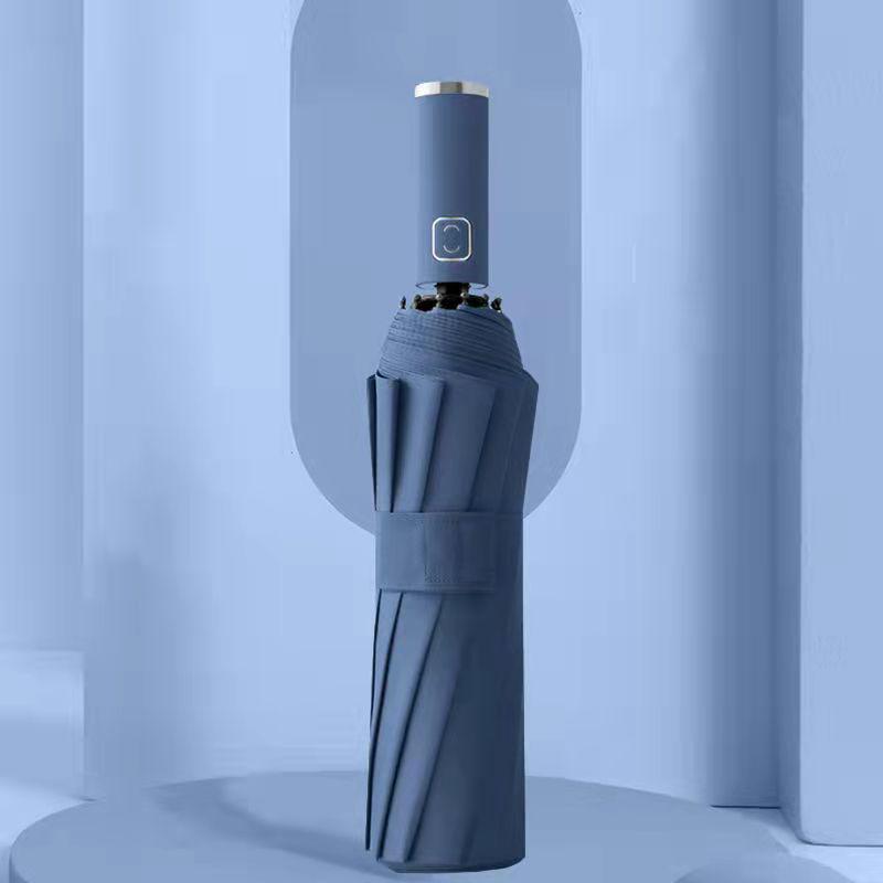 Ультрапрочный зонт-автомат двойного сложения черного цвета с защитой от УФ-лучей.