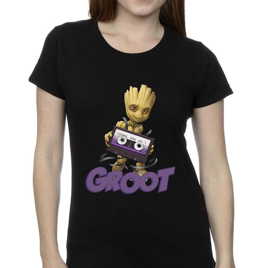 Guardians Of The Galaxy Womens/Ladies Groot Casette Cotton T-Shirt