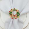 6pcs/lot New Christmas Wreath Napkin Ring Diamond Napkin Ring Napkin Buckle Holiday Party Hotel Desktop Decoration