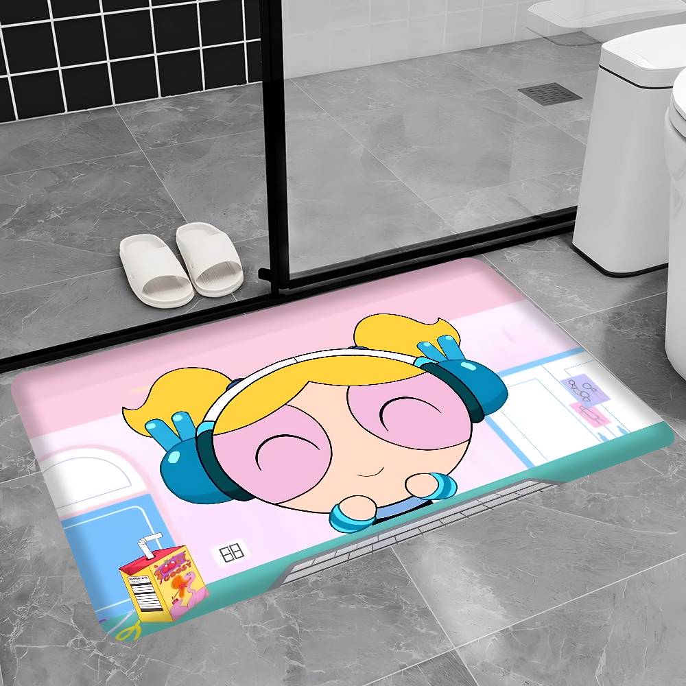 Animation The Powerpuff Girls Bathroom Mat Kids Room Bedroom Decoration Balcony Anti-Slip Doormat Living Room Welcome Rug