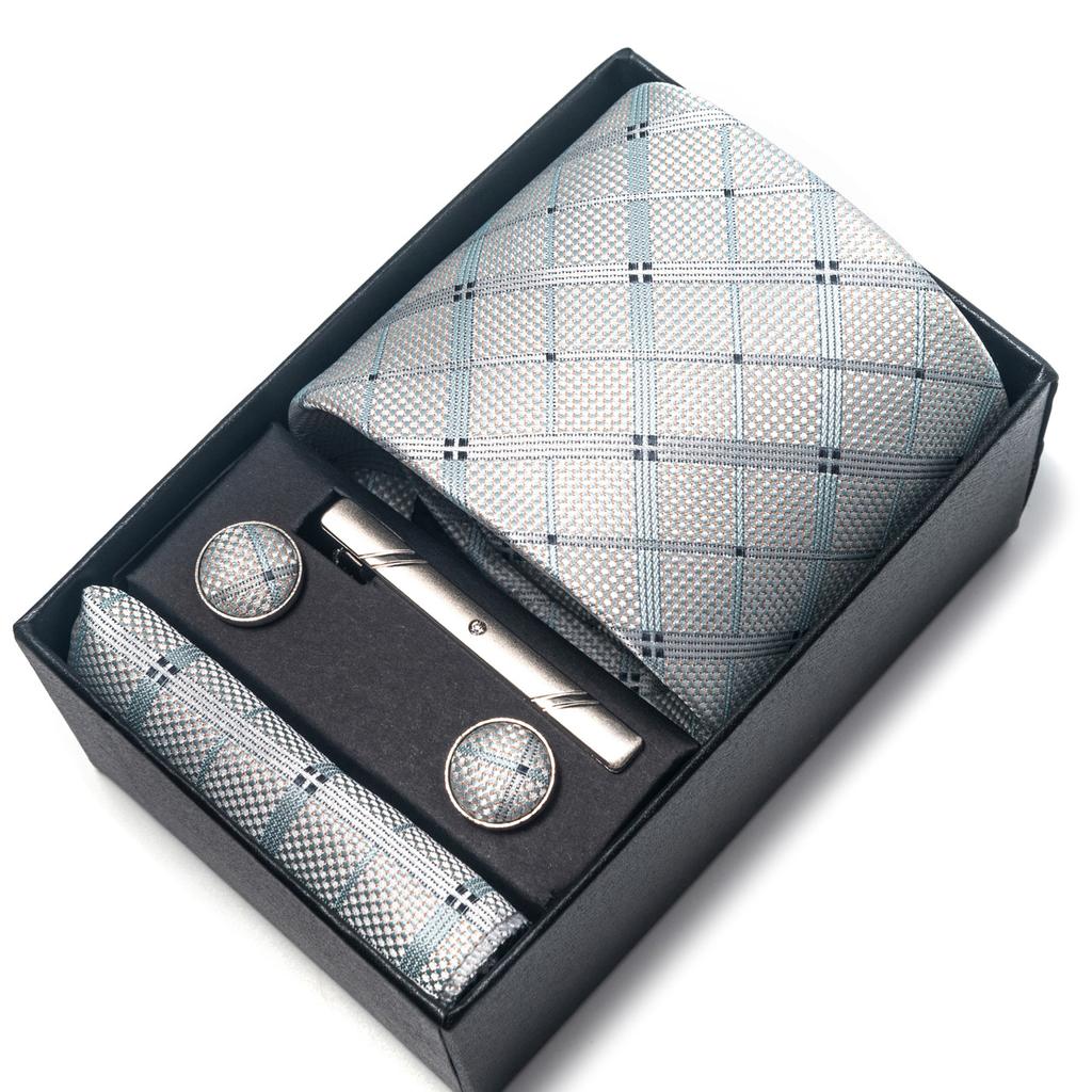 Галстук мужской деловой подарочный набор из шести предметов в полоску сетчатый цвет ручной работы 8 см с подарочной упаковкой