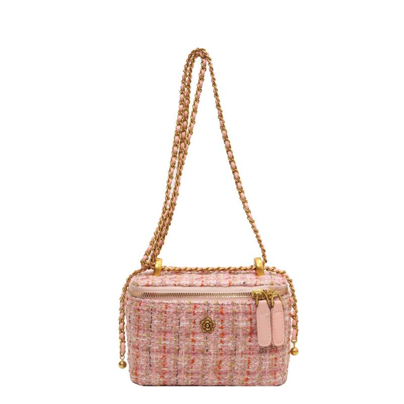 Simple rhombus chain portable box bag women's 2026 autumn new paper feeling shoulder messenger bag women