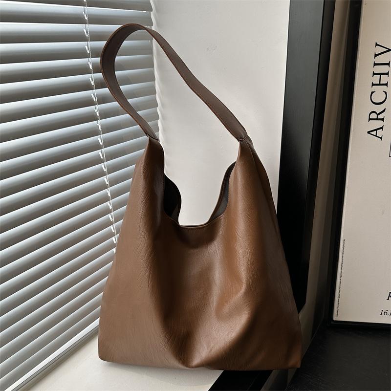 Большая вместимость однотонная популярная сумка-тоут осенняя повседневная сумка для поездок на работу на плечо модная персонализированная сумка