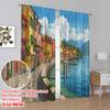 2pcs,2D Plane Printing Pattern Curtains Beautiful Riva Del Garda Italy Versatile Durable Polyester (without Rod) Gifts Ldeal for