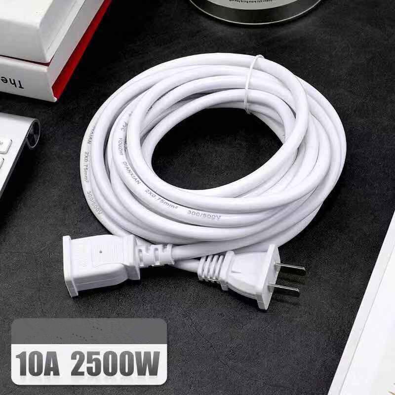 Two-core Power Cord Extension with Dual Outlet for Mobile Devices and Fans