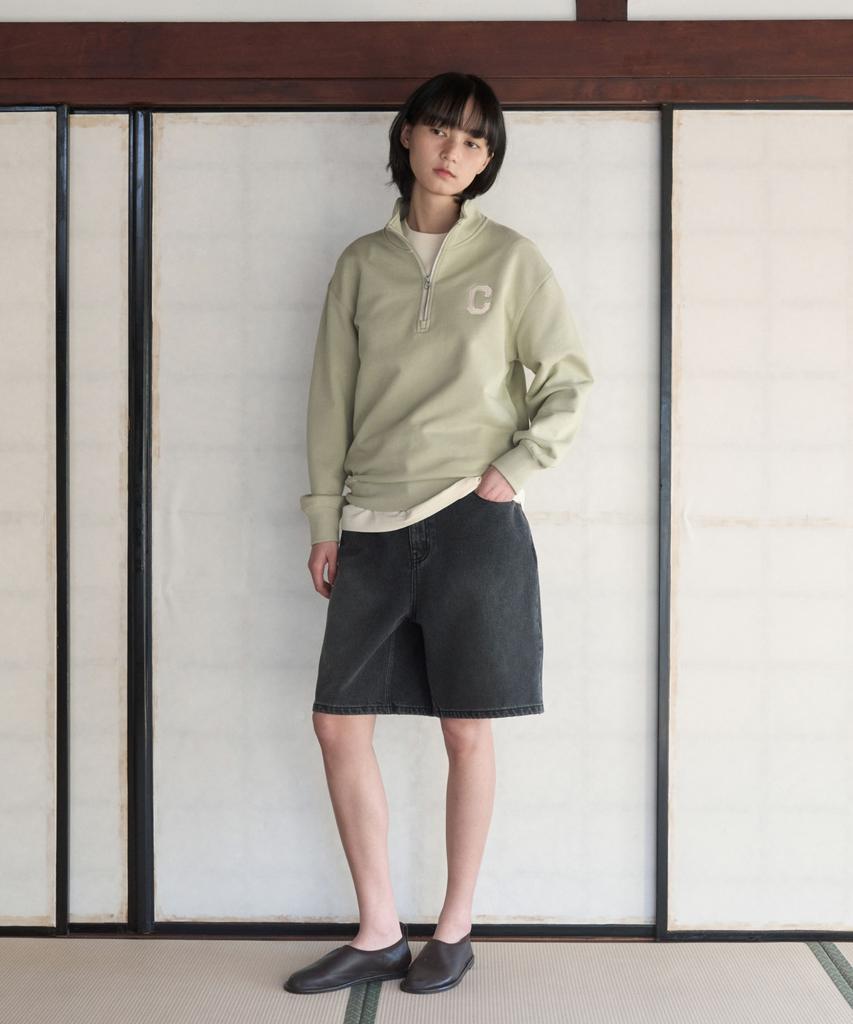 COVERNAT C Logo Half-Zip Sweatshirt Light Green