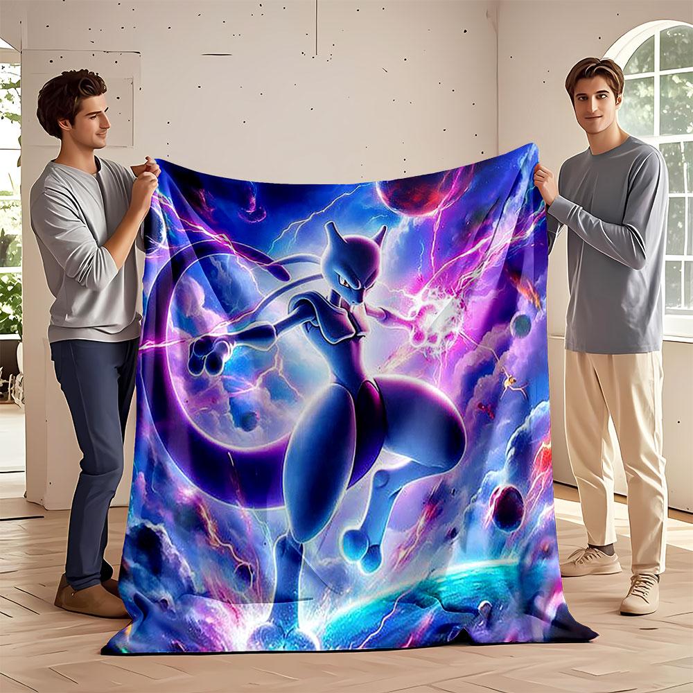 A glowing, humanoid figure with cosmic and lightning effects around. for all seasons blanket lunch break throw gift