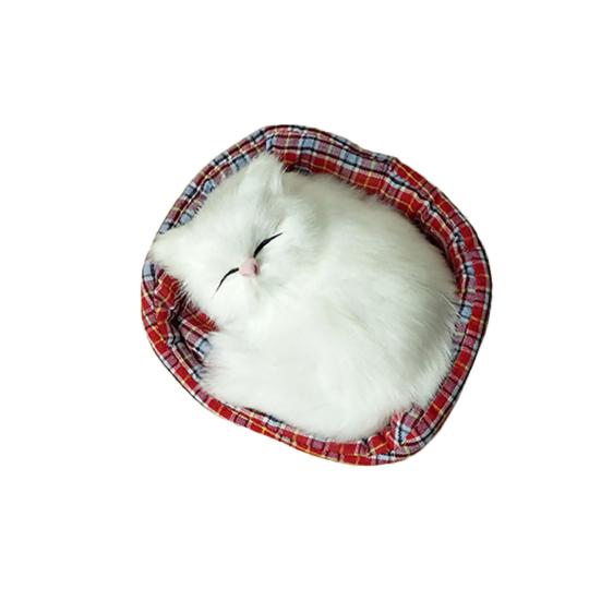 Cute Simulation Sounding Sleeping Cat Plush Mat Toy with Nest Kid Children Gift