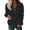 Women's Fashion Casual Zipper V-Neck Loose Long Sleeve Solid Color Sweatshirt