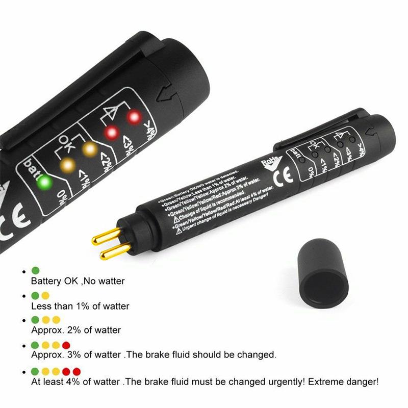 Brake Fluid Tester Pen Automotive Brake Oil Test Tool With LED Indicator Moisture Detector
