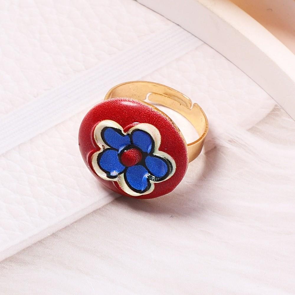 Round Heart Zinc Zinc Alloy Flower Open Ring Crescent Shape Adjustable Ring Party Accessories