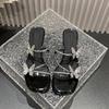 Модные блестящие шлепанцы с квадратным носком и бабочкой, женские сандалии, тапочки, женские прозрачные модные мюли на низком каблуке