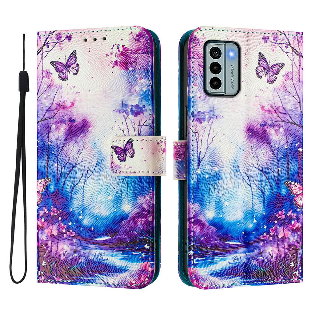 Роскошный кожаный чехол-книжка с рисунком «Лес бабочек» для Nokia C12, C32, C02, C22, G22, G11 4G, G21, G42, G10, G20, C10, C20, HMD Pulse...