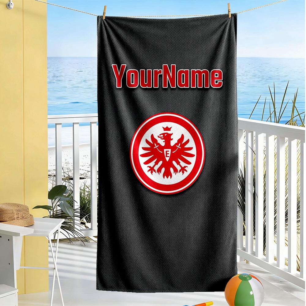 Eintracht Frankfurt Personalized Text Beach Towel Quickdry Soft Microfiber Perfect For Traveling Yoga Camping And Swimming