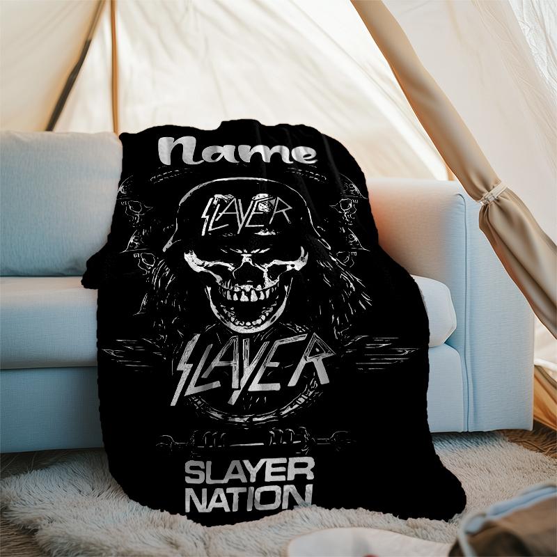 Personalized Custom Name Blanket - Slayer band Print Design,Blanket for Sofa,Bed,Travel,Camping - Soft and Warm, Great Gift