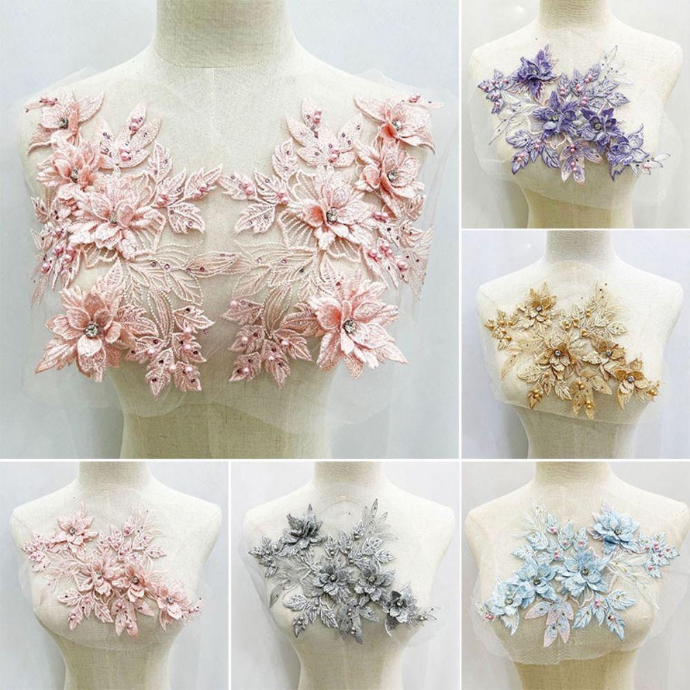 DIY 3D Embroidery Patches Handmade Lace Fabrics Applique Fashion Embroidered Floral Patches