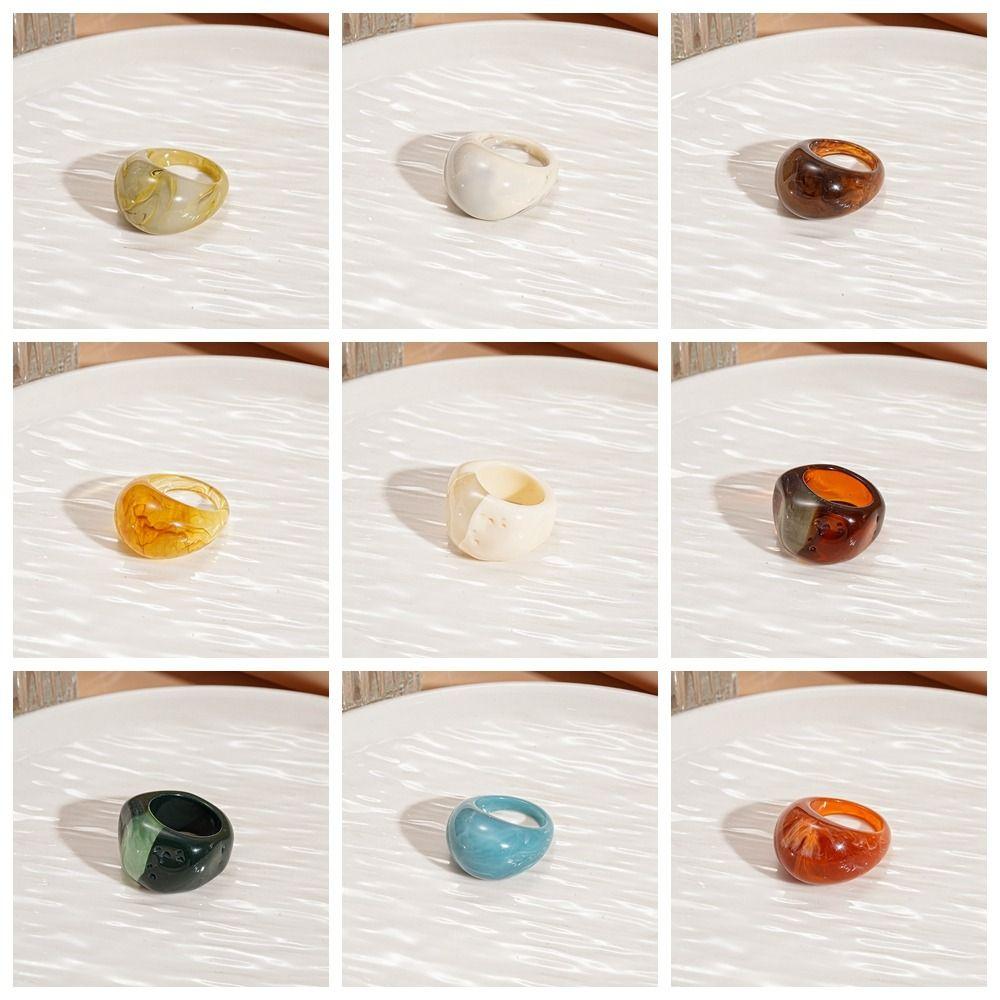 Мелард Цвет Прозрачная Смола Кольцо Шарм Неправильное Кольцо Темперамент Акриловое Геометрическое Кольцо Подарок