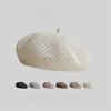 Solid Color Hollow Beret Hollow Knitted Pumpkin Hat Casual Painter Hat  Women