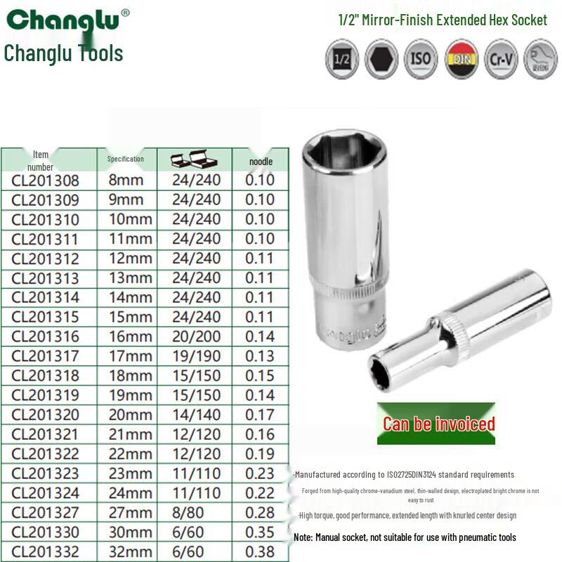 Changlu 1/2-inch Extended Hex Socket