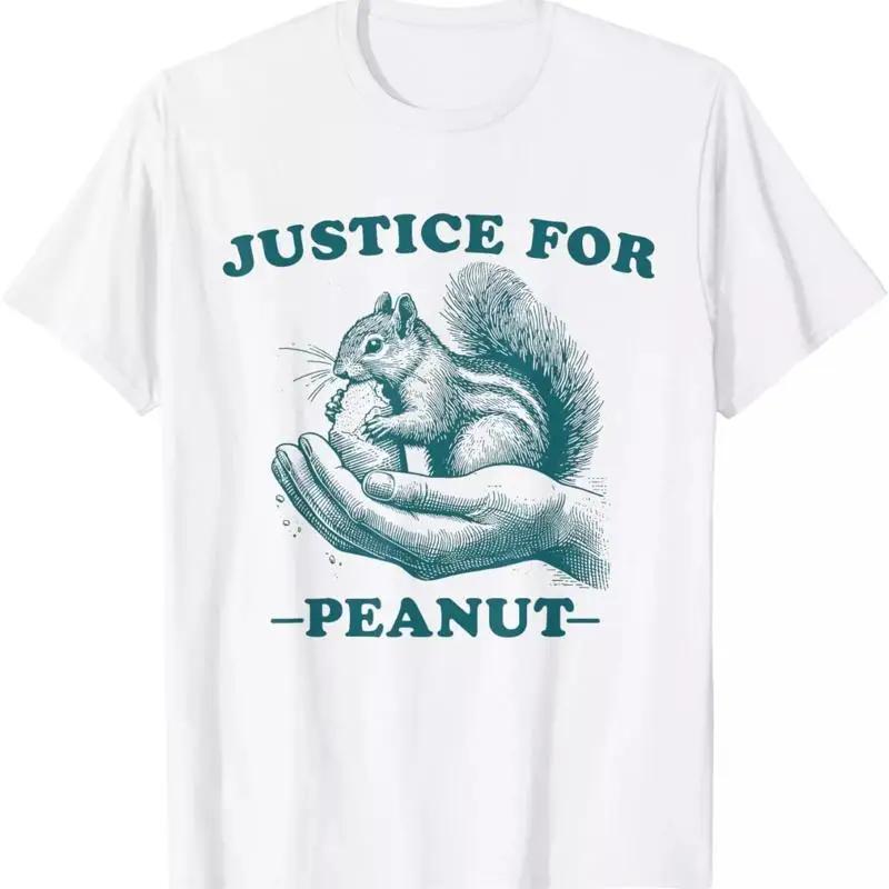 Justice For Peanut Squirrel Graphic Unisexs Cotton TShirt Breathable Short Sleeve Crewneck Tee