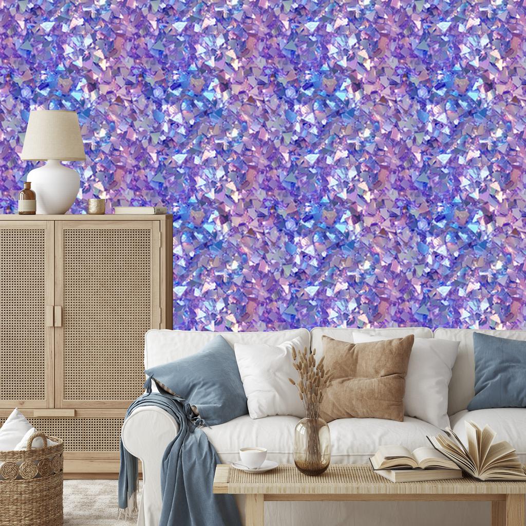 Iridescent glitter wallpaper in purple and blue for the living room and bedroom 50x1000