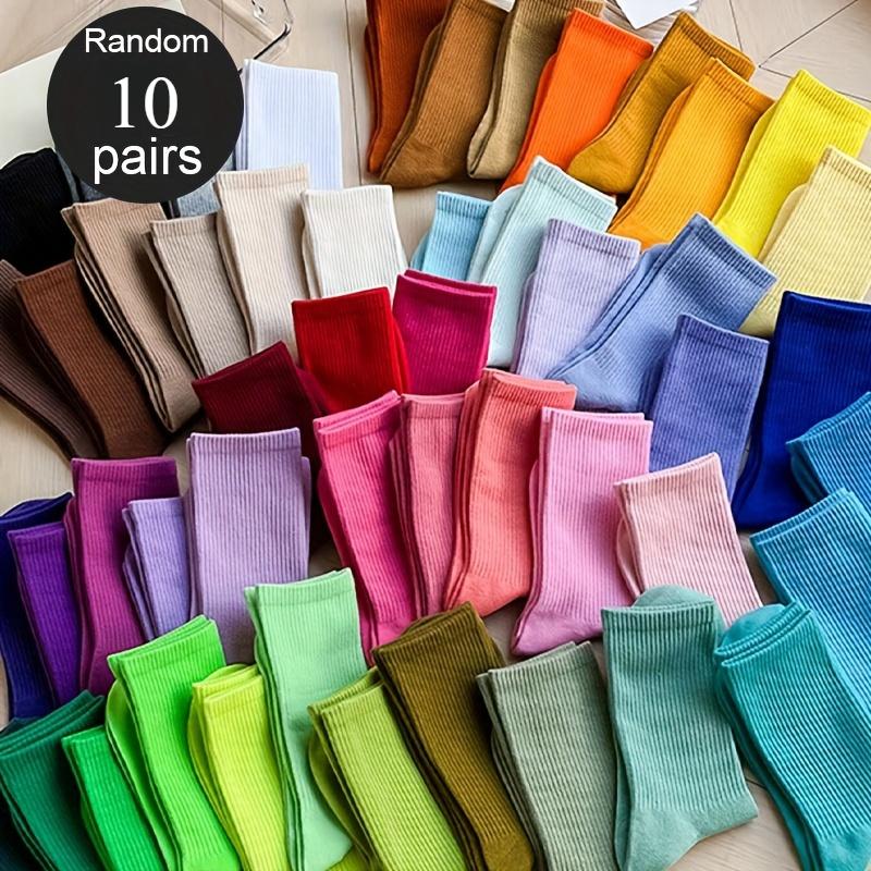 10/20 пар носков до середины голени конфетных цветов, унисекс, уличный стиль, спортивные носки средней длины для осени и зимы, женские чулки и носочно-чулочные изделия