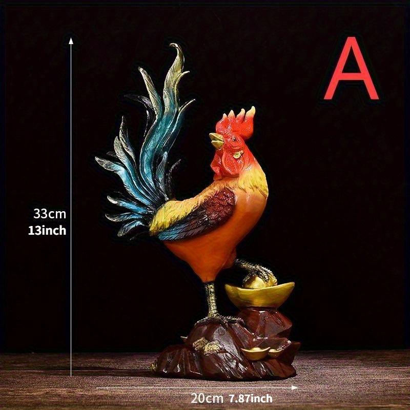 Золотой петух Благовещение Декор Фу Курица Статуя петуха Смоляные украшения для дома Ремесла Гостиная Рабочий стол Офис Подарки Фэншуй Петух