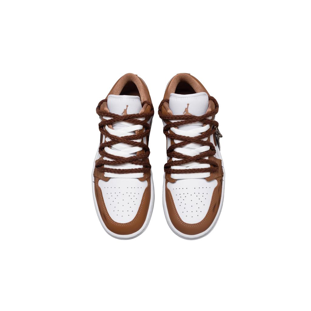 Jordan Air Jordan 1 Mocha Film Slip Resistant Abrasion Resistant Low top Vintage Basketball Shoes Unisex White Brown DC0774-202(Team864-)