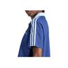adidas Свободные укороченные женские топы-поло в полоску с короткими рукавами, темно-синие IX3543