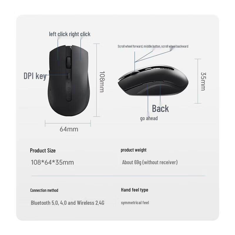 Беспроводная Bluetooth-мышь Rapoo M350L, бесшумная, мультирежимная