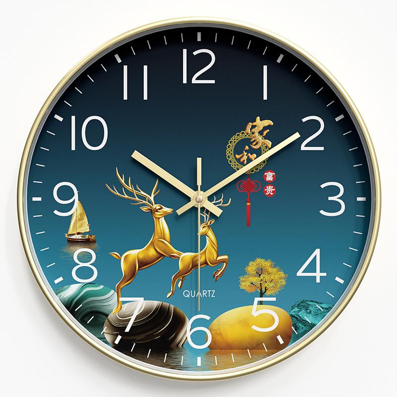 Living Room Wall Clock New Chinese Clock Home Art Clock Wall Silent Hanging Watch Quartz Clock 8 Inches 20CM