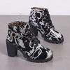 Fashion 2024 New Fashion Round Toe Women's Boots, Versatile Spring and Autumn Mid-calf Side Zipper Printed Comfortable Women's Boots