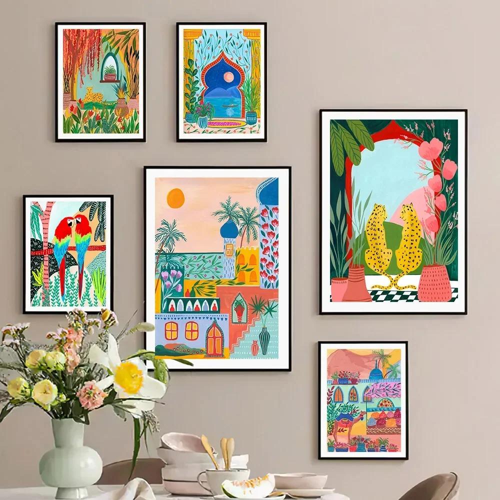 Египет, Марокко, настенная живопись на холсте, тропические животные джунглей, леопардовый тигр, постеры, принты, домашний декор, подарок на новоселье