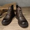 Мотоциклетные ботинки в стиле панк для мужчин, кожаные мужские кроссовки в стиле ретро, модная брендовая мужская повседневная обувь, удобные мужские ботильоны