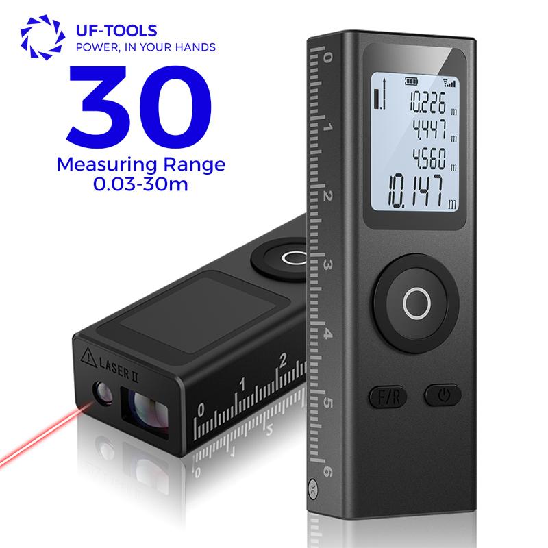 30M Mini Laser Distance Meter USB Rechargeable Infrared Range Finder Digital Laser Tape Measure for Building Measurement & Home