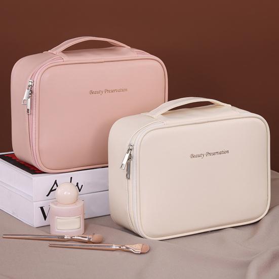 Косметичка со съемным отделением для кистей для макияжа, вместительная, с несколькими отделениями, водонепроницаемая застежка-молния, органайзер для косметики