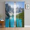Lake Scenery Window Treatment Tulle Modern Sheer Curtains for Kitchen Living Room the Bedroom Curtains Decoration