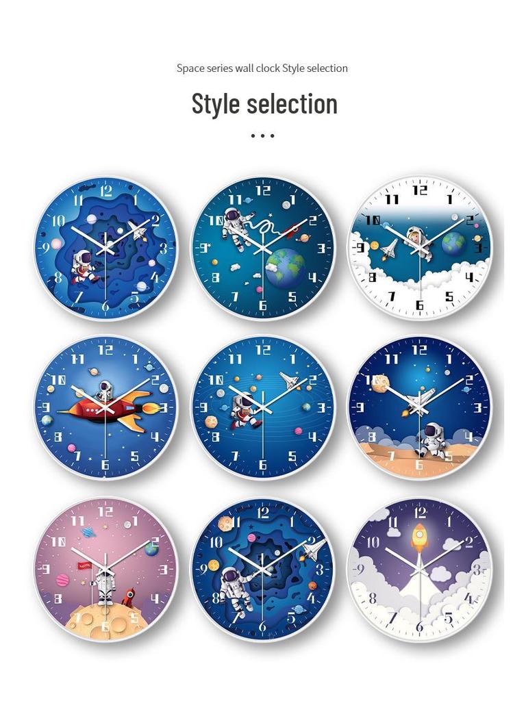 Creative Astronaut Space Wall Clock for Children's Room - Modern, Simple, and Silent
