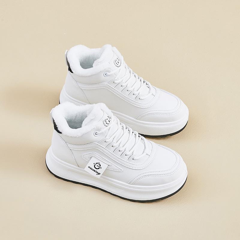Зимние теплые сноубутсы для женщин, нескользящие кроссовки на массивной платформе с подкладкой из искусственного меха, шнуровка, теннисные туфли для ходьбы, женские удобные короткие ботильоны