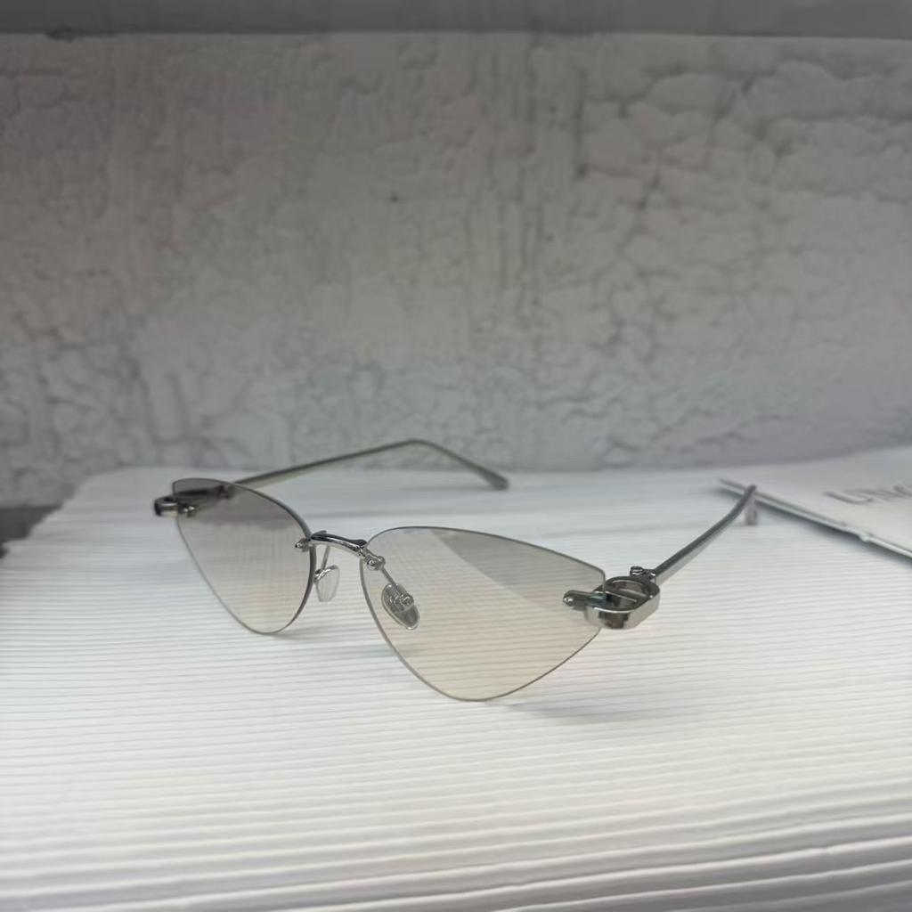 Cat Eye Shape Woman Sunglasses Rimless Uv400 Protection Sun Glasses Man Driving Travelling Women'S Sun Glass