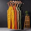 Fashion Men Jumpsuit Bib Pants Solid Color Joggers Pockets Streetwear Loose Cotton Straps Suspender Men's Cargo Overalls Rompers
