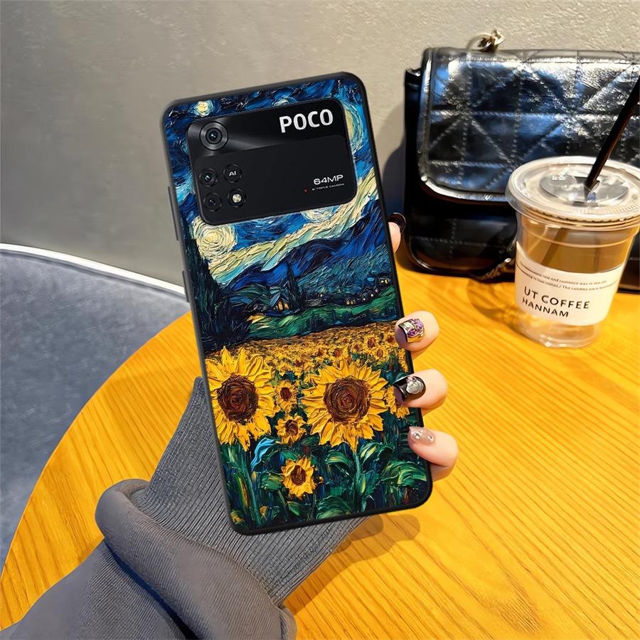 Черный Мягкий Чехол для Телефона для Xiaomi Poco F1 M5 C75 C71 C40 C50 M3 M4 M7 Pro C61 X3 X4 X5 X7 Pro F3 Масляная Живопись Искусство